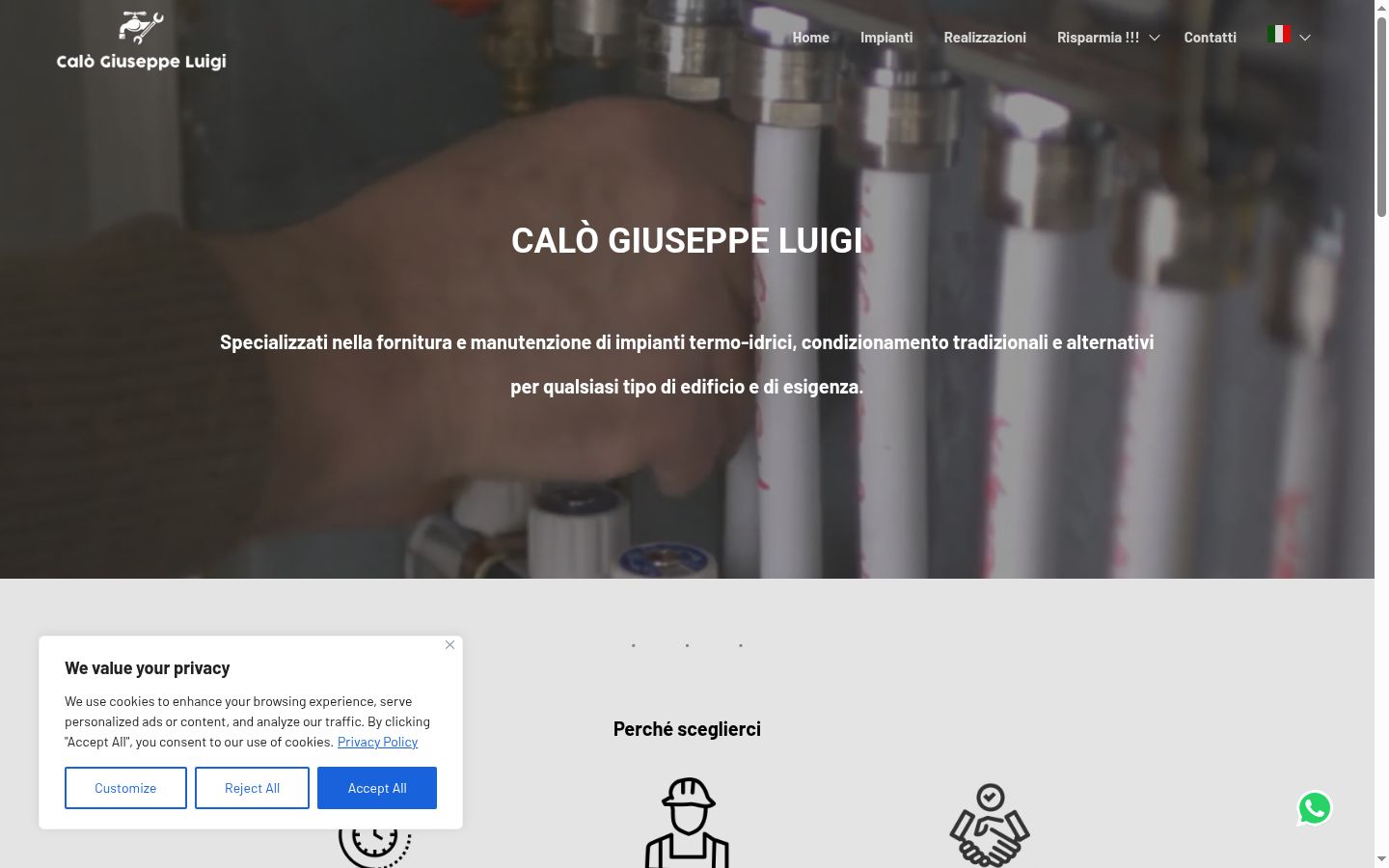 Screenshot del banner di consenso mostrato prima di qualsiasi interazione
