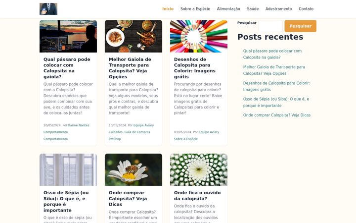 Screenshot of calopsitaaviary.com