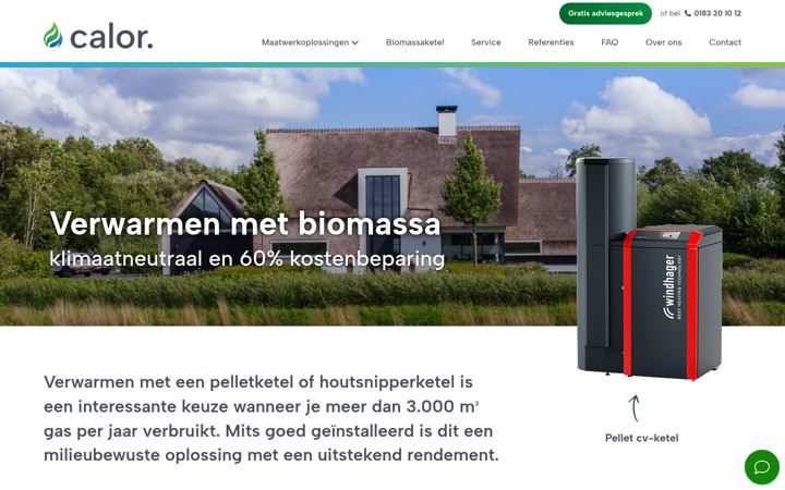 Screenshot von calor.nl