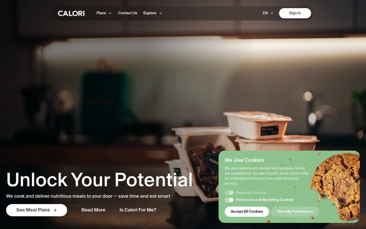 Screenshot of calori.fi