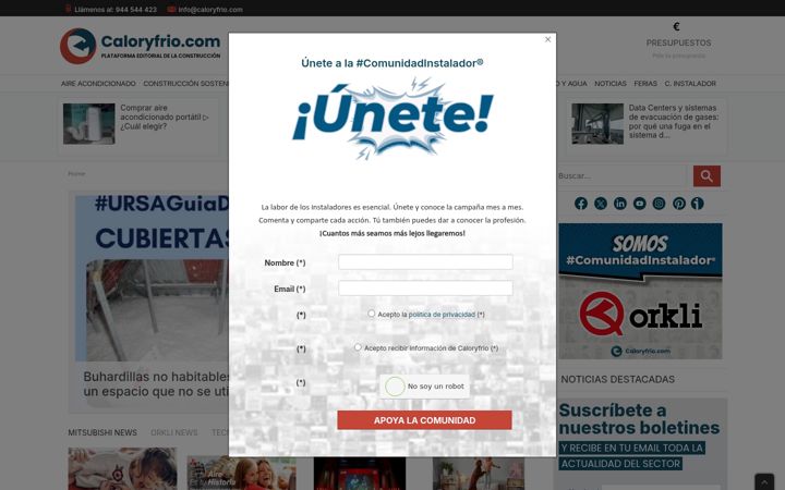 Screenshot of caloryfrio.com