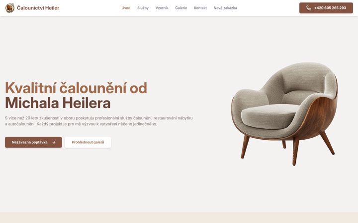Screenshot stránky calounictvi-heiler.cz