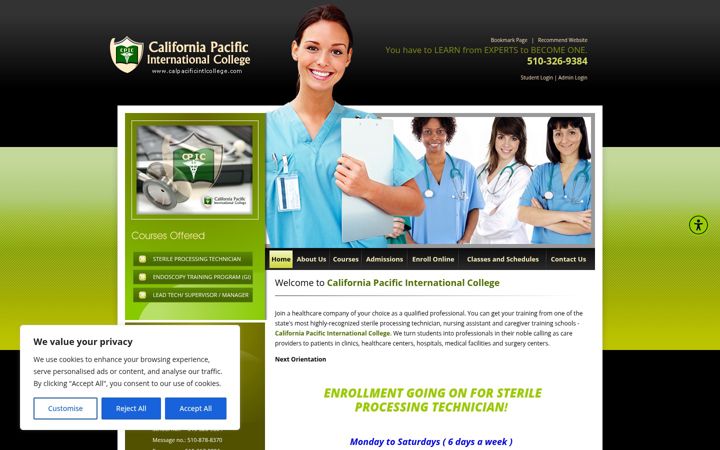 Screenshot of calpacificintlcollege.com