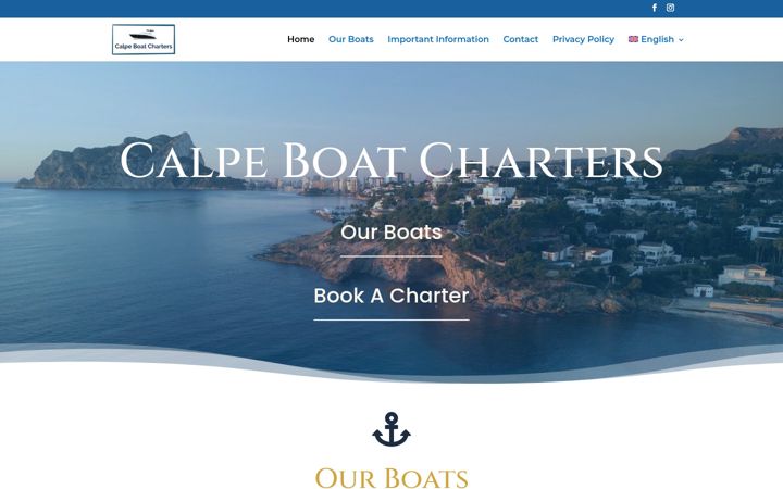 Screenshot of calpeboatcharters.com