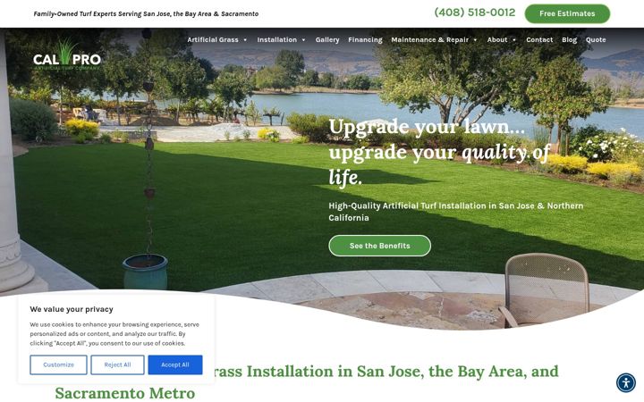Screenshot of calproartificialturf.com