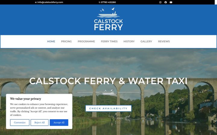 Screenshot of calstockferry.com