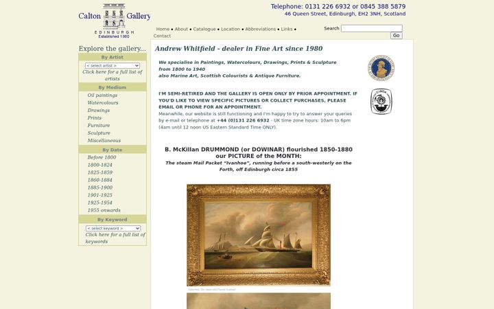 Screenshot of caltongallery.co.uk