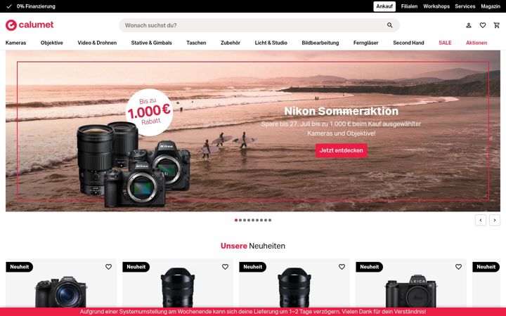 Screenshot of calumet.de