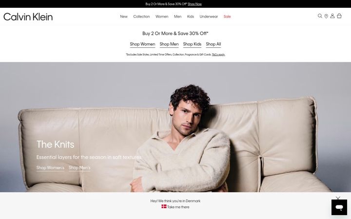 Skjámynd af calvinklein.com.au