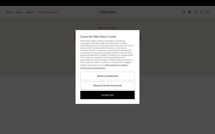 Screenshot of calvinklein.it
