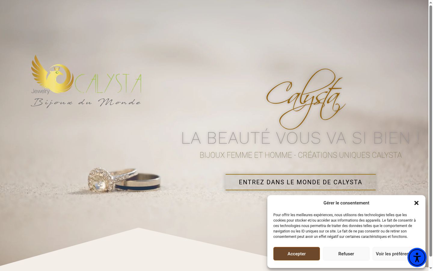 Capture d'écran de la bannière de consentement affichée avant toute interaction