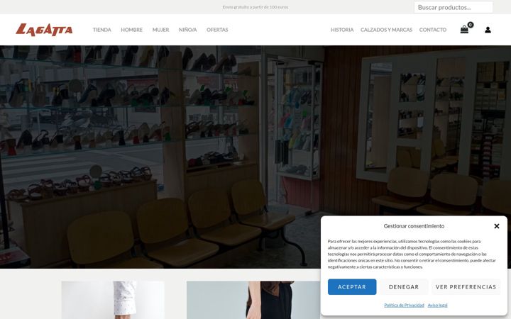 Screenshot of calzadoslagatta.com