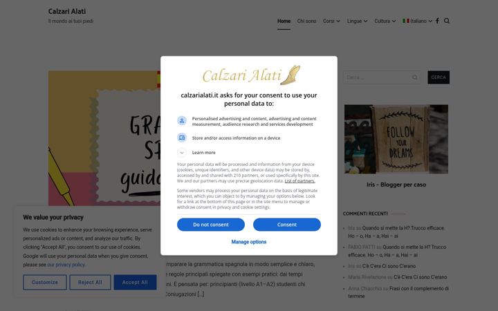 Screenshot of calzarialati.it