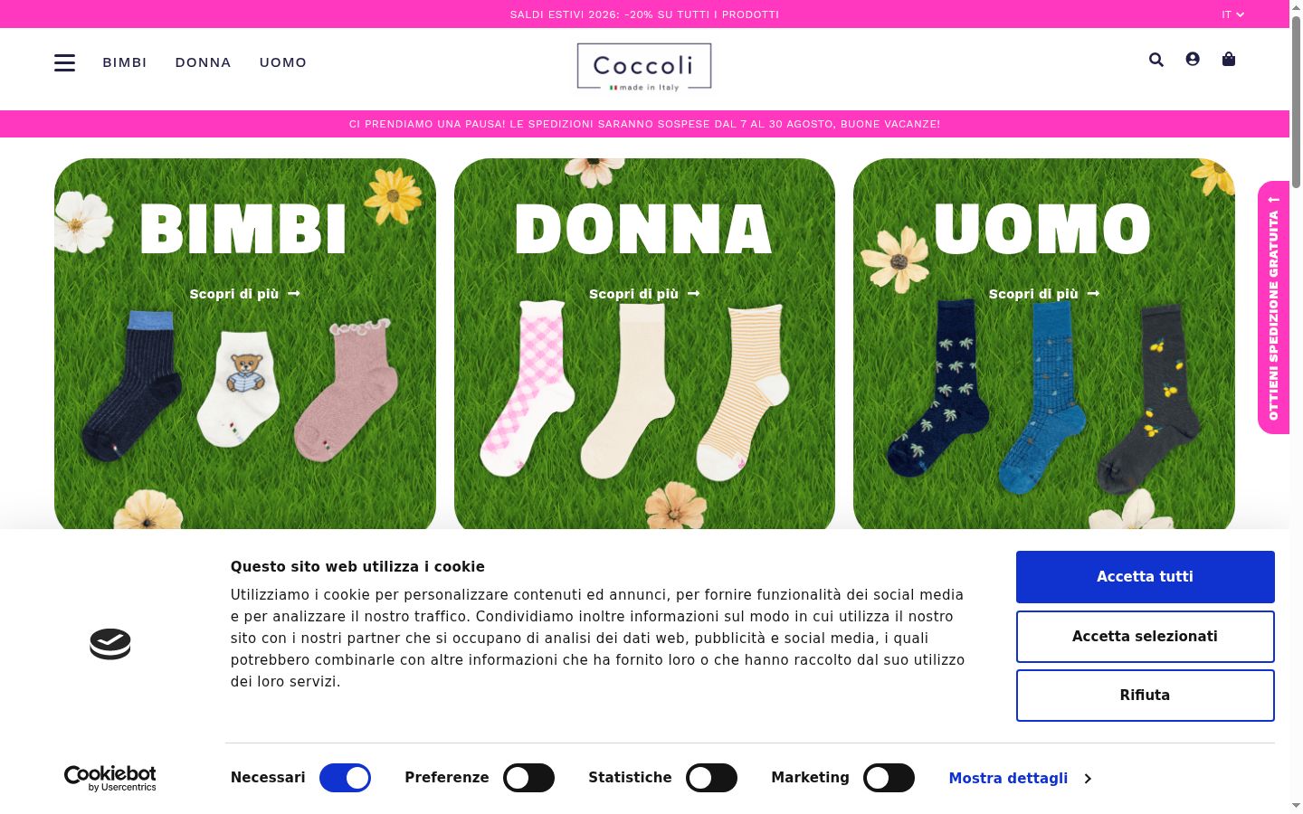 Captura de ecrã do banner de consentimento apresentado antes de qualquer interação