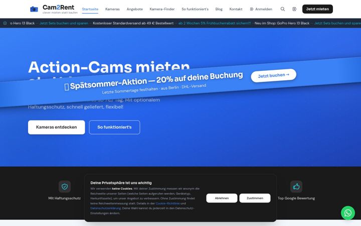 Screenshot of cam2rent.de