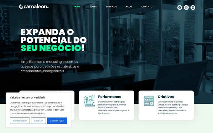 Screenshot stránky camaleon.com.br