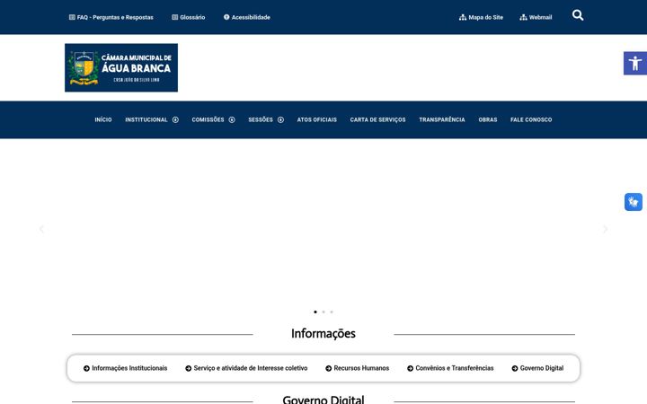 Screenshot stránky camaraaguabranca.pb.gov.br