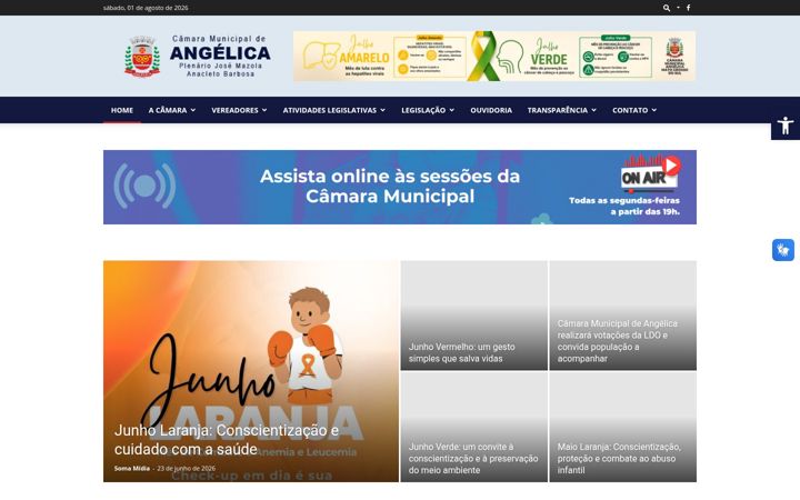Screenshot stránky camaraangelica.ms.gov.br