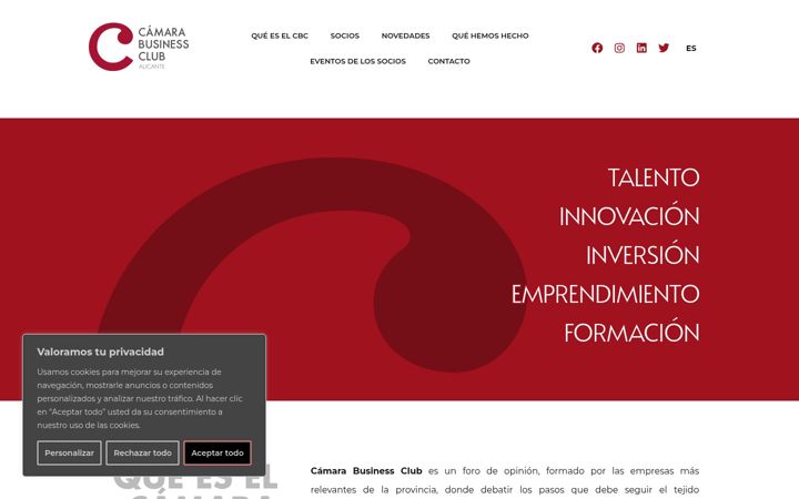 Captura de ecrã de camarabusinessclub.es