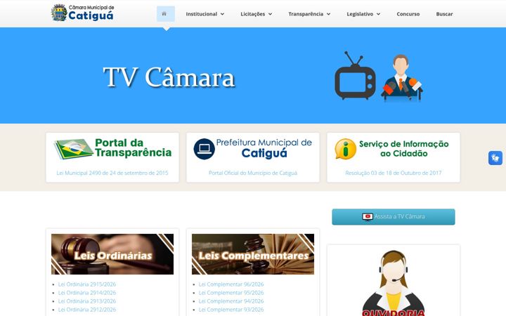 Ekrānuzņēmums no camaracatigua.sp.gov.br