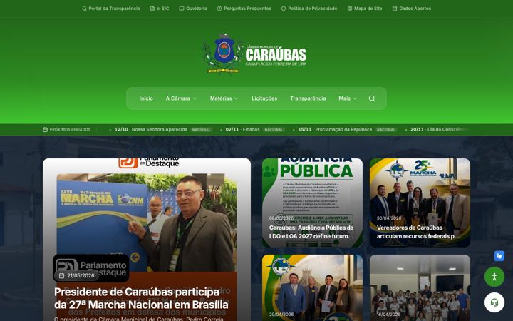 Ekrānuzņēmums no camaradecaraubas.pb.gov.br