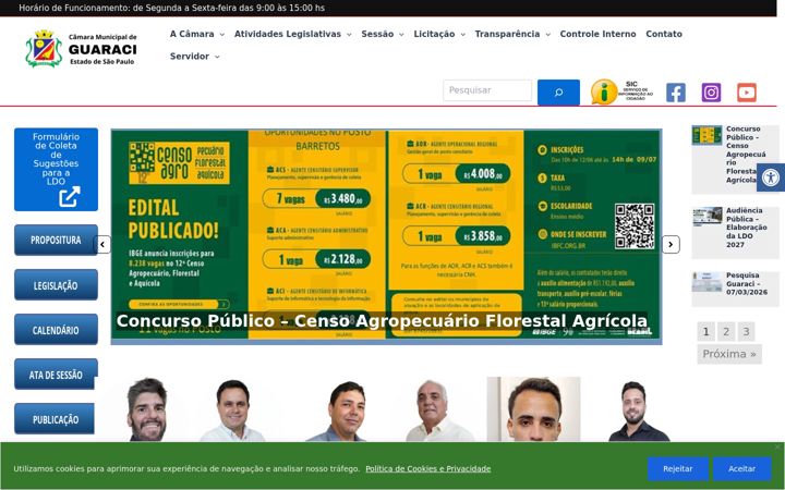 Képernyőkép: camaraguaraci.sp.gov.br