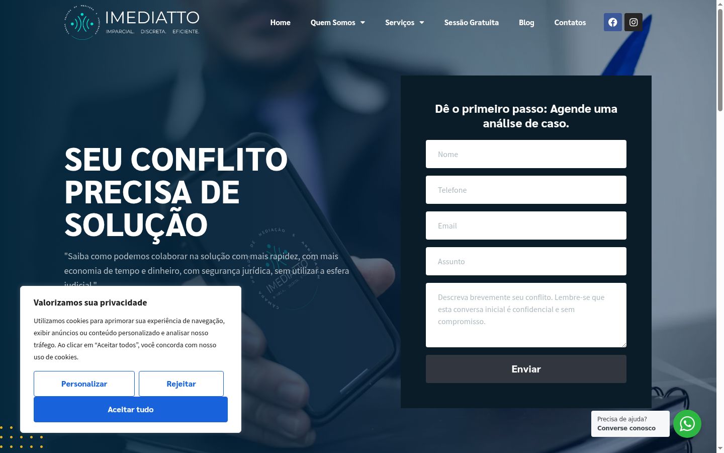 Captura de pantalla del banner de consentimiento mostrado antes de cualquier interacción