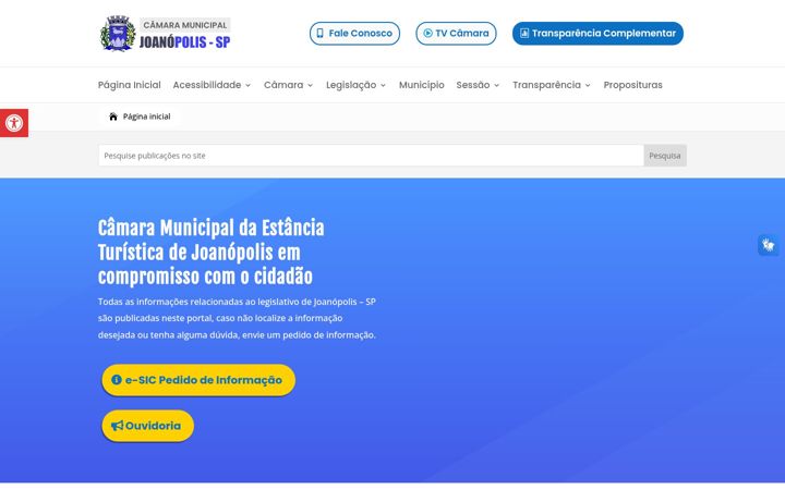 Screenshot stránky camarajoanopolis.sp.gov.br