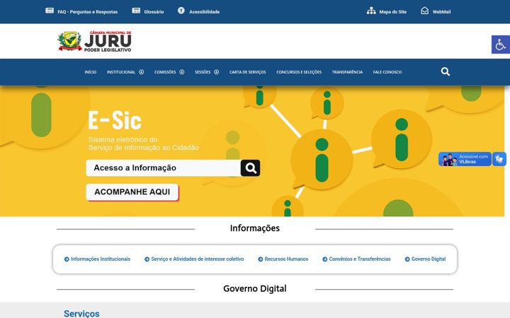 Screenshot stránky camarajuru.pb.gov.br