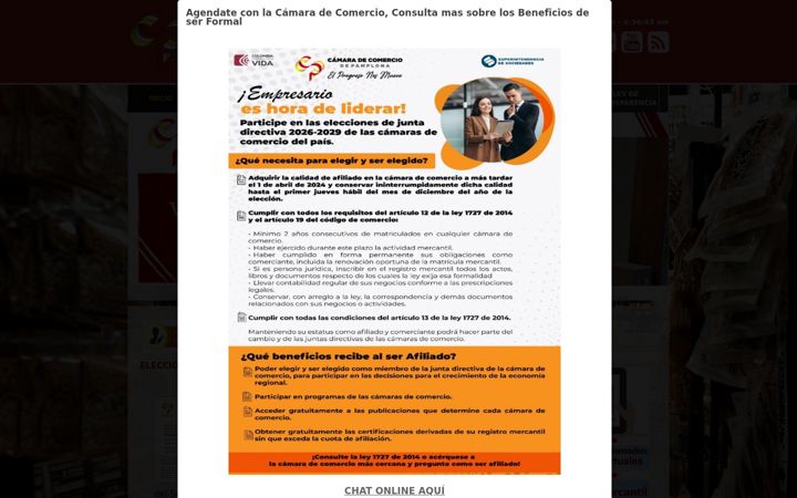 Screenshot of camarapamplona.org.co