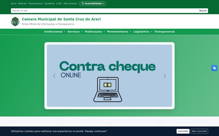 Screenshot of camarasantacruzdoarari.pa.gov.br