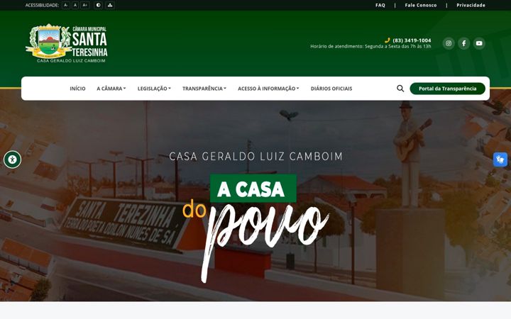 Screenshot of camarasantaterezinha.pb.gov.br