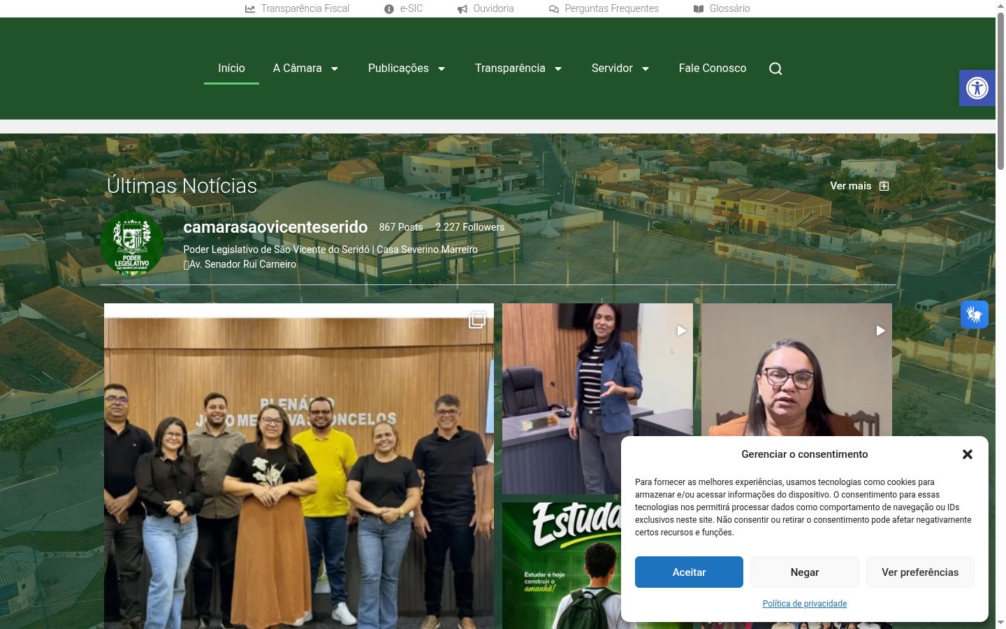 Captura de pantalla del banner de consentimiento mostrado antes de cualquier interacción