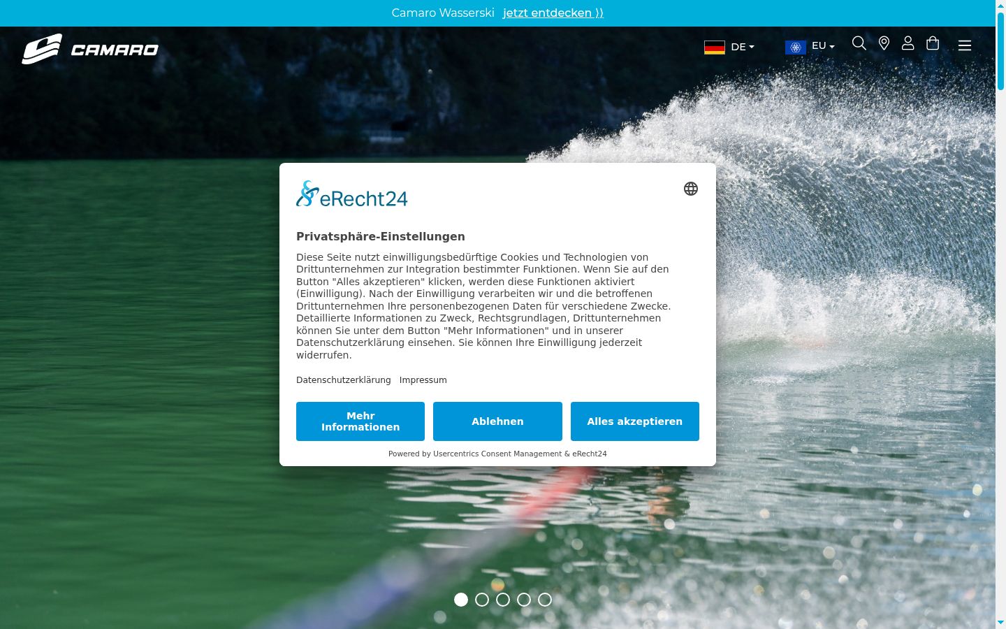 Screenshot of the consent banner shown before any interaction