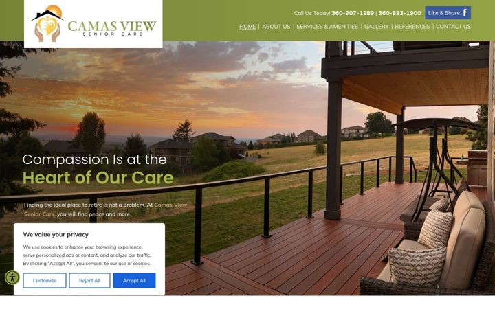 Screenshot of camasviewseniorcare.com