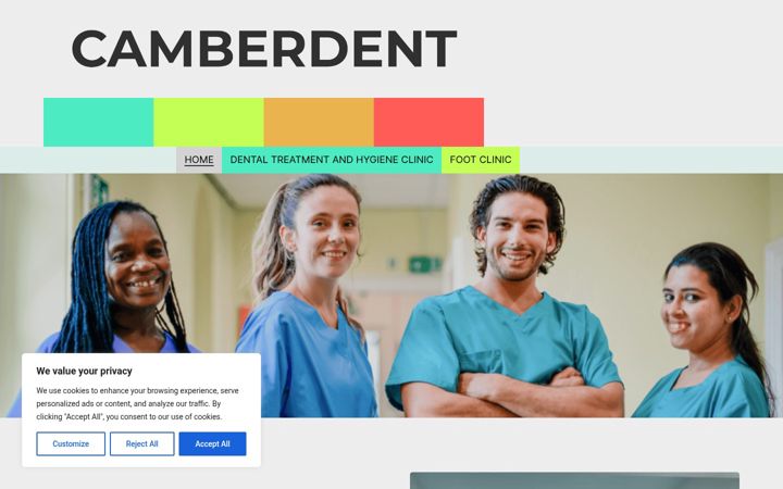 Screenshot of camberdent.co.uk