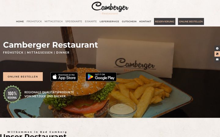 Screenshot of camberger-restaurant.de
