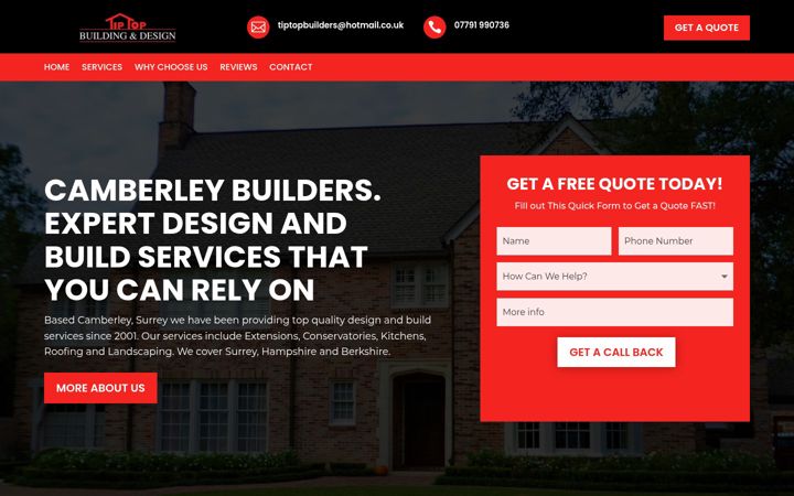 Screenshot of camberleybuilders.com