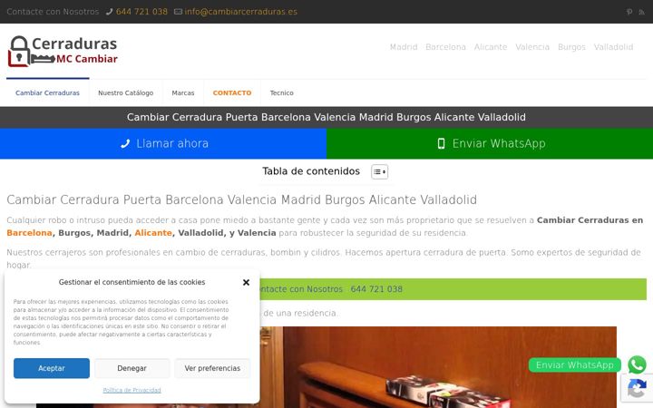 Screenshot of cambiarcerraduras.es