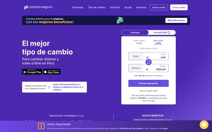 Screenshot of cambioseguro.com