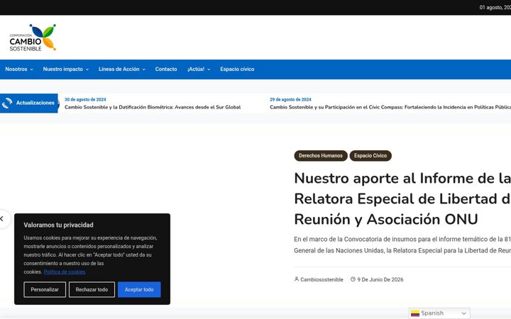 Ekrano kopija cambiosostenible.org