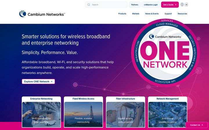 Screenshot von cambiumnetworks.com