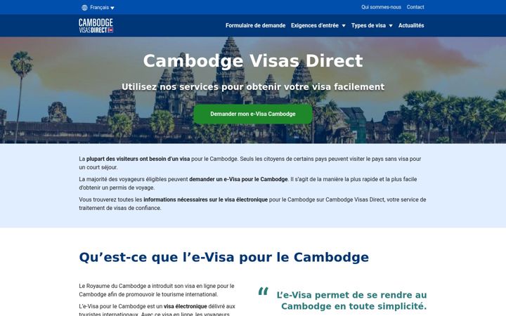 Screenshot of cambodgevisasdirect.fr