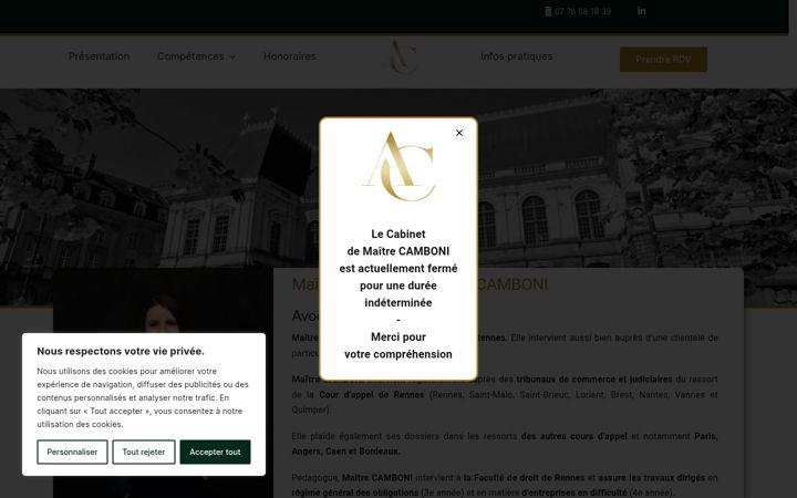 Posnetek zaslona camboni-avocat.fr