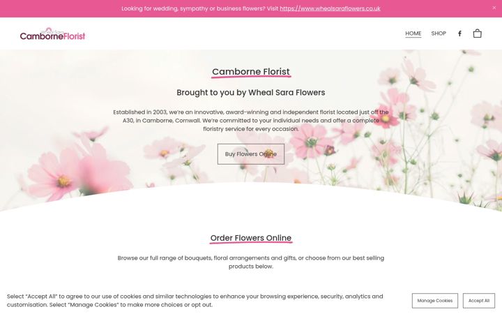 Screenshot of camborneflorist.co.uk