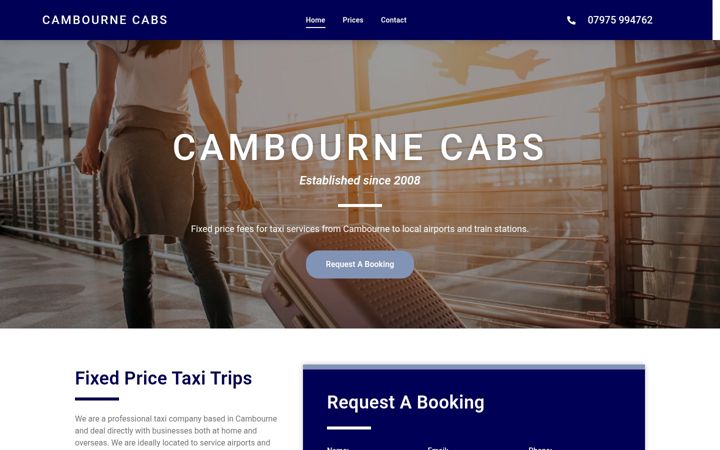 Screenshot of cambournecabs.co.uk