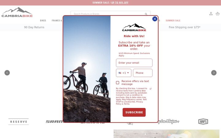 Screenshot of cambriabike.com