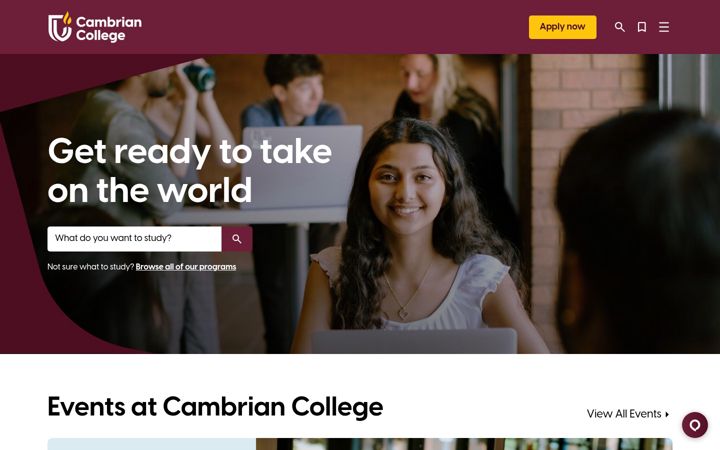 Skærmbillede af cambriancollege.ca