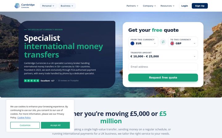 Screenshot of cambridgecurrencies.com