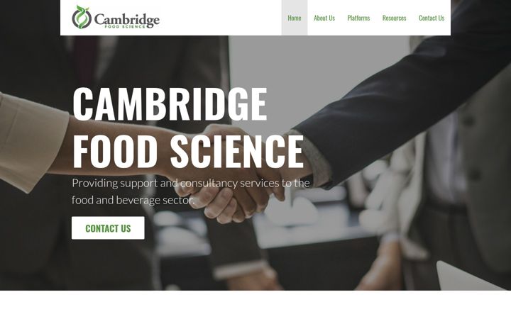 Screenshot of cambridgefoodscience.com